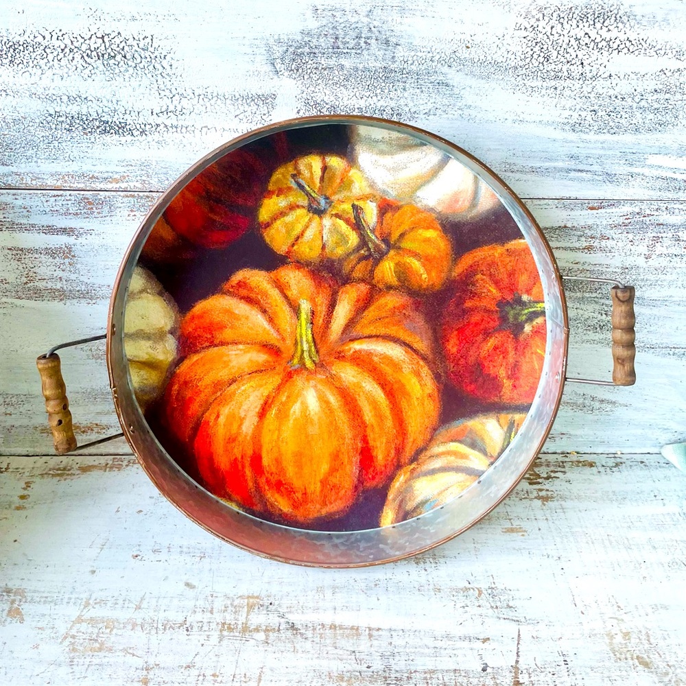 *Pumpkins Galvanized Metal Fall Tray